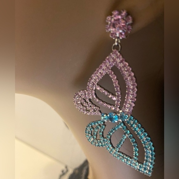 Natasha Rhinestone Butterfly Earrings - Picture 4 of 5